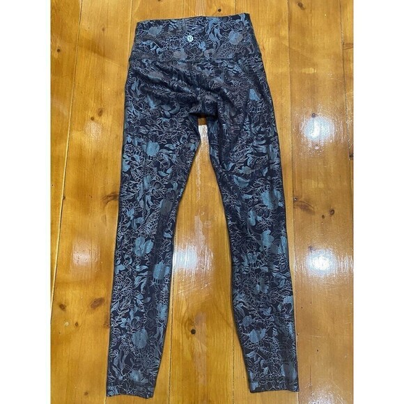 Lululemon Womens Wunder Train Floral Ankle Legging Activewear Pants Black 4 - Picture 2 of 8
